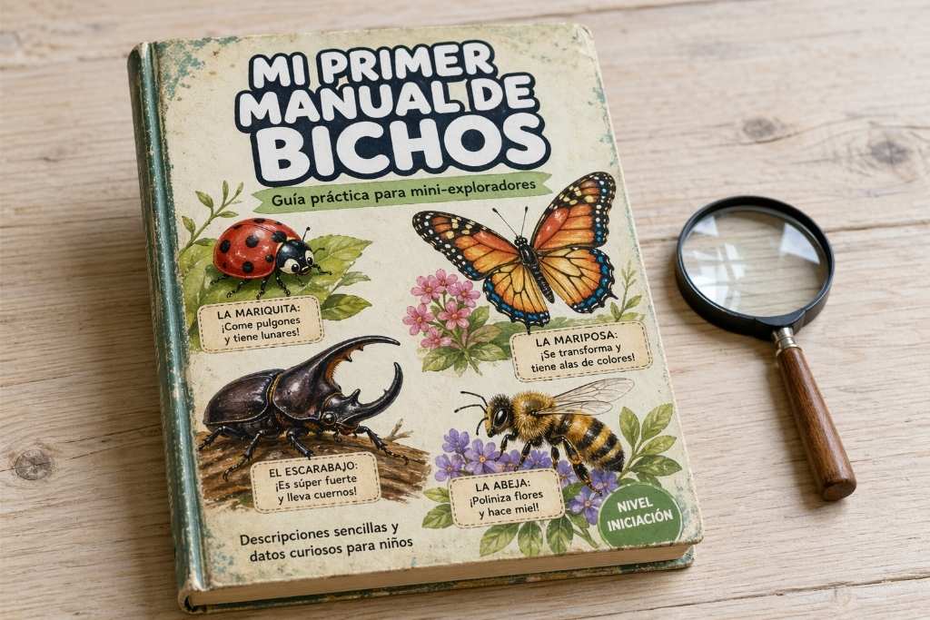 Portada de un manual de insectos infantil. Generado con el modelo IA GPT Image 2